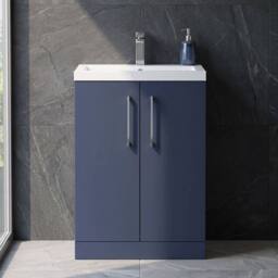 Balterley Bramshall Compact 2 Door Dark Blue Vanity Basin Unit, 600mm - thumbnail 6