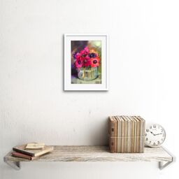 "Artery8 Wall Art Print Flowers Bouquet Anemones Art Framed 9x7 inch in White - Size: W7"" x H9""" - thumbnail 2