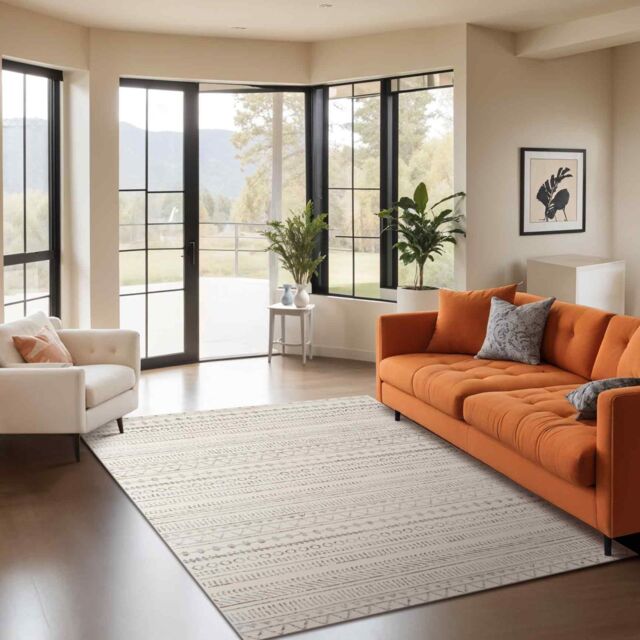 Livabliss Pisa-Geometric Grey Charcoal Off-White Living Dining Bedroom Rug in Light Grey - Size: 200 cm x 275 cm - image 1