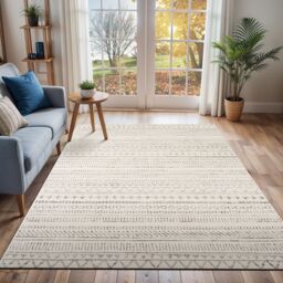 Livabliss Pisa-Geometric Grey Charcoal Off-White Living Dining Bedroom Rug in Light Grey - Size: 200 cm x 275 cm - thumbnail 8