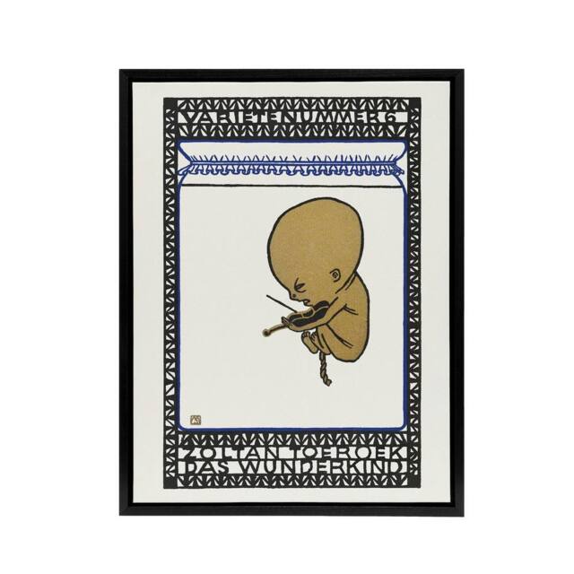 "Artery8 Zoltan Toeroek Violin Child Prodigy Jung Framed Canvas Wall Art Print in White - Size: W12"" x H16""" - image 1