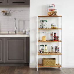 SONGMICS Bamboo 5 Tier Storage Shelf for Bathroom or Living Room in Natural - thumbnail 2