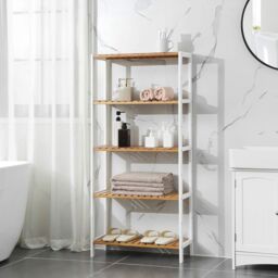 SONGMICS Bamboo 5 Tier Storage Shelf for Bathroom or Living Room in Natural - thumbnail 1