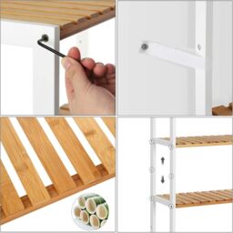 SONGMICS Bamboo 5 Tier Storage Shelf for Bathroom or Living Room in Natural - thumbnail 6