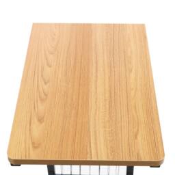 Havendro 2 Tiers Adjustable Bed Side Table Teak Color Mobile Table Wheel - thumbnail 5