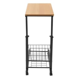 Havendro 2 Tiers Adjustable Bed Side Table Teak Color Mobile Table Wheel - thumbnail 3