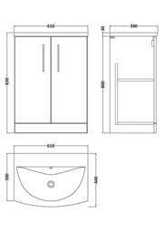 Balterley Bathroom 2 Soft Close Door Floor Vanity & Basin, Anthracite, 600mm in Grey - thumbnail 2