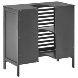 Wyld and Coco Bamboo Washbasin Black Modern Freestanding Bathroom Storage W60cm - thumbnail 6