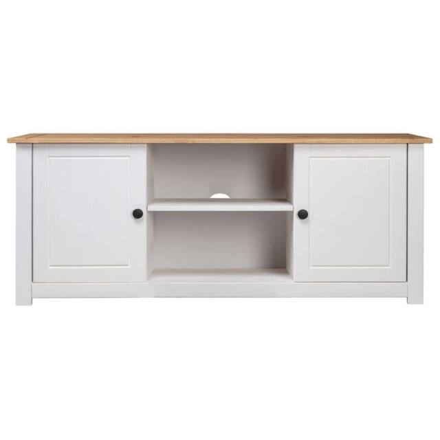 Berkfield Home TV Cabinet White 120x40x50 cm Solid Pine Wood Panama Range - Size: 120 x 40 x 50 cm - image 1