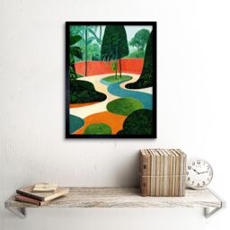 "Artery8 Midcentury Style Garden Jungle Orange Teal Green Framed Wall Art Print - Size: W12"" x H16""" - thumbnail 2