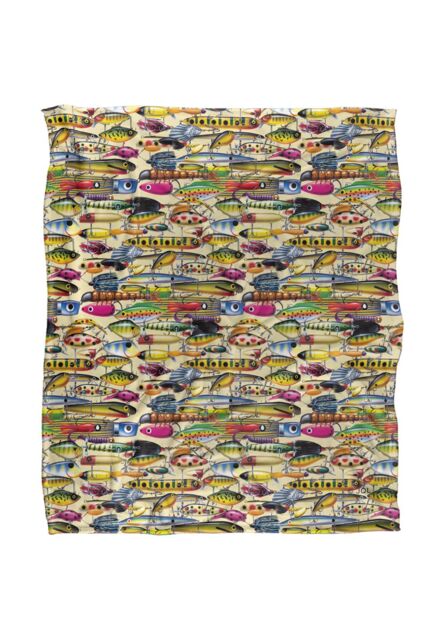 JQ Licensing Fishing Lures Pattern 2 Silky Touch Super Soft Throw Blanket 152 X 127 cm in White - image 1