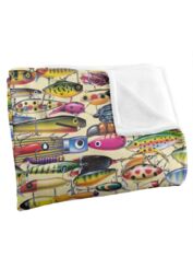 JQ Licensing Fishing Lures Pattern 2 Silky Touch Super Soft Throw Blanket 152 X 127 cm in White - thumbnail 3
