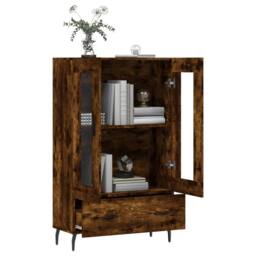 Berkfield Home Highboard Smoked Oak 69.5x31x115 cm Engineered Wood in Brown - thumbnail 4
