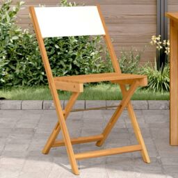 Berkfield Home Bistro Chairs 2 pcs Cream White Solid Wood Acacia & Fabric