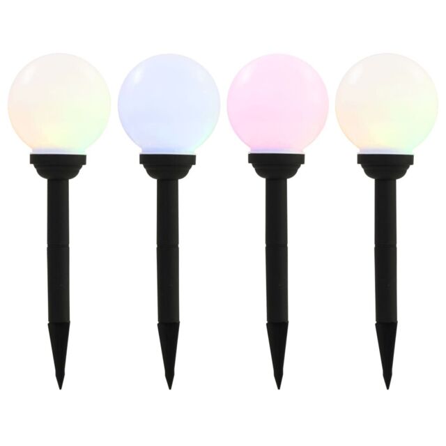 Berkfield Home Outdoor Solar Lamps 4 pcs LED Spherical 15 cm RGB in White - image 1