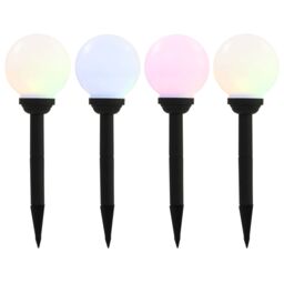 Berkfield Home Outdoor Solar Lamps 4 pcs LED Spherical 15 cm RGB in White - thumbnail 1