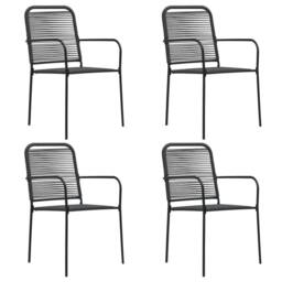 Berkfield Home 5 Piece Garden Dining Set Black Glass & Steel - thumbnail 6