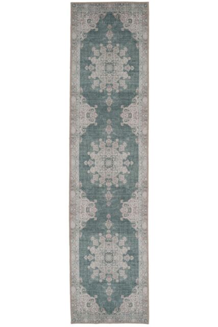 Kukoon Green Distressed Hallway Runner Rug Non Slip & Washable - Size: 60 cm x 240 cm - image 1