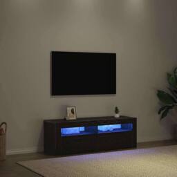 Berkfield Home TV Cabinet with LED Black Oak 120x35x40 cm Engineered Wood - Size: 120 x 35 x 40 cm - thumbnail 5