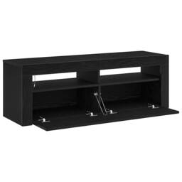Berkfield Home TV Cabinet with LED Black Oak 120x35x40 cm Engineered Wood - Size: 120 x 35 x 40 cm - thumbnail 7