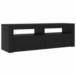 Berkfield Home TV Cabinet with LED Black Oak 120x35x40 cm Engineered Wood - Size: 120 x 35 x 40 cm - thumbnail 6