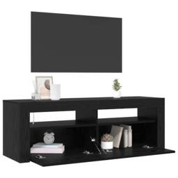 Berkfield Home TV Cabinet with LED Black Oak 120x35x40 cm Engineered Wood - Size: 120 x 35 x 40 cm - thumbnail 3