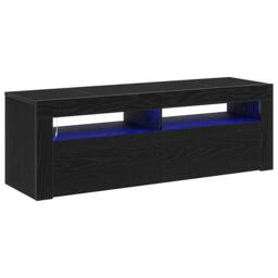 Berkfield Home TV Cabinet with LED Black Oak 120x35x40 cm Engineered Wood - Size: 120 x 35 x 40 cm - thumbnail 1