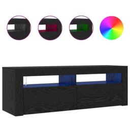 Berkfield Home TV Cabinet with LED Black Oak 120x35x40 cm Engineered Wood - Size: 120 x 35 x 40 cm - thumbnail 4