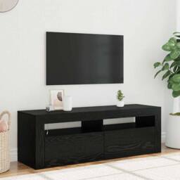 Berkfield Home TV Cabinet with LED Black Oak 120x35x40 cm Engineered Wood - Size: 120 x 35 x 40 cm - thumbnail 2