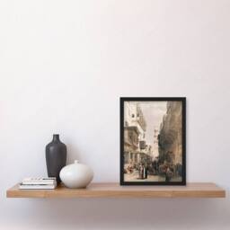 Artery8 David Roberts Framed Wall Art Print Mosque El Mooristan Cairo in Brown - Size: A4 - thumbnail 2