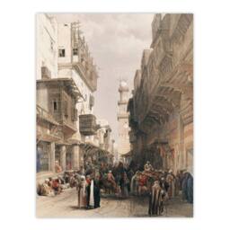 Artery8 David Roberts Framed Wall Art Print Mosque El Mooristan Cairo in Brown - Size: A4 - thumbnail 3