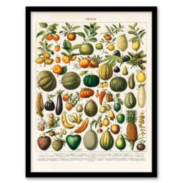 Artery8 Nouveau Larousse Illustre Framed Wall Art Print Fruits & Vegetables in Beige - Size: A4 - thumbnail 1