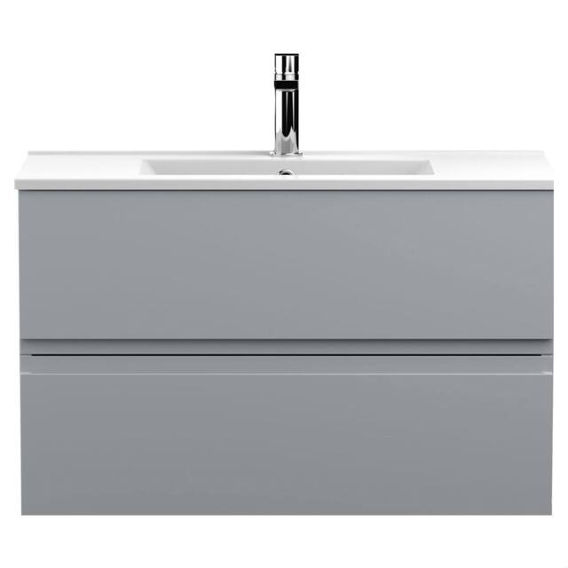 Balterley Mavesyn 2 Drawer Wall Hung Vanity Basin Unit, Satin Grey, 800mm in Grey - image 1