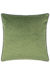 Paoletti Torto Mottled Velvet Contrast Piped Cushion in Green - Size: 50 cm x 50 cm - thumbnail 1
