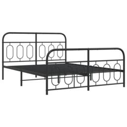 Berkfield Home Metal Bed Frame without Mattress with Footboard Black 140x190cm - Size: 140x190 cm - thumbnail 1
