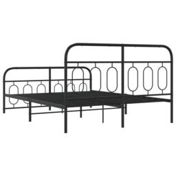 Berkfield Home Metal Bed Frame without Mattress with Footboard Black 140x190cm - Size: 140x190 cm - thumbnail 6