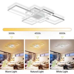 NIVOR 3 Square LED Ceiling Light Dimmable with Remote Acrylic Flush Mount in White - thumbnail 6