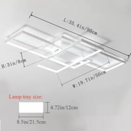 NIVOR 3 Square LED Ceiling Light Dimmable with Remote Acrylic Flush Mount in White - thumbnail 2