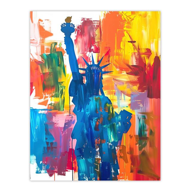 "Artery8 Statue of Liberty NYC Colourful Bright Acrylic Wall Art Print - Size: W24"" x H32""" - image 1
