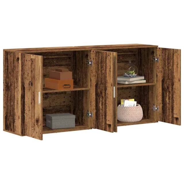 Berkfield Home Sideboards 2 pcs Old Wood 79x38x80 cm Engineered Wood in Brown - Size: 79 x 38 x 80 cm - image 1