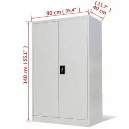 FLAVORA Grey Metal Storage Cabinet 2 Door Lockable 3 Shelf Office - Size: 0.6m2 - thumbnail 2
