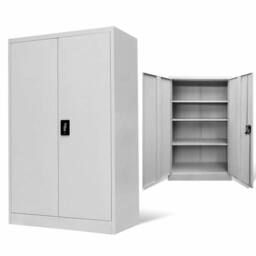 FLAVORA Grey Metal Storage Cabinet 2 Door Lockable 3 Shelf Office - Size: 0.6m2 - thumbnail 1