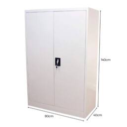 FLAVORA Grey Metal Storage Cabinet 2 Door Lockable 3 Shelf Office - Size: 0.6m2 - thumbnail 5