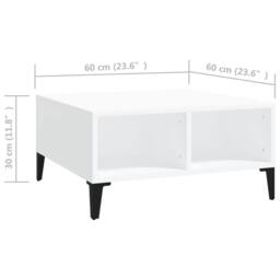 Berkfield Home Modern Coffee Table White 60x60x30 cm Engineered Wood - Size: 60 x 60 x 30 cm - thumbnail 6