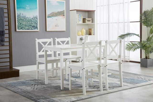 MCC Direct Solid Wooden Kitchen Dining Table & 4 Chairs in White - image 1