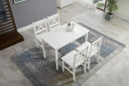 MCC Direct Solid Wooden Kitchen Dining Table & 4 Chairs in White - thumbnail 2