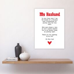 "Artery8 Love Poem Ginger Husband Romantic Funny Wall Art Print in White - Size: W24"" x H32""" - thumbnail 4