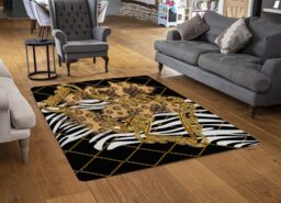 Benjamin Tate Design Zebra & Baroque Rug in Natural - Size: Large - thumbnail 2