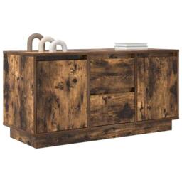 Berkfield Home TV Cabinet with LED Lights Smoked Oak 100x41x50 cm in Brown - Size: 100 x 41 x 50 cm - thumbnail 5