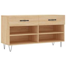Berkfield Home Shoe Bench Sonoma Oak 102x35x55 cm Engineered Wood in Brown - Size: 102 x 35 x 55 cm - thumbnail 1